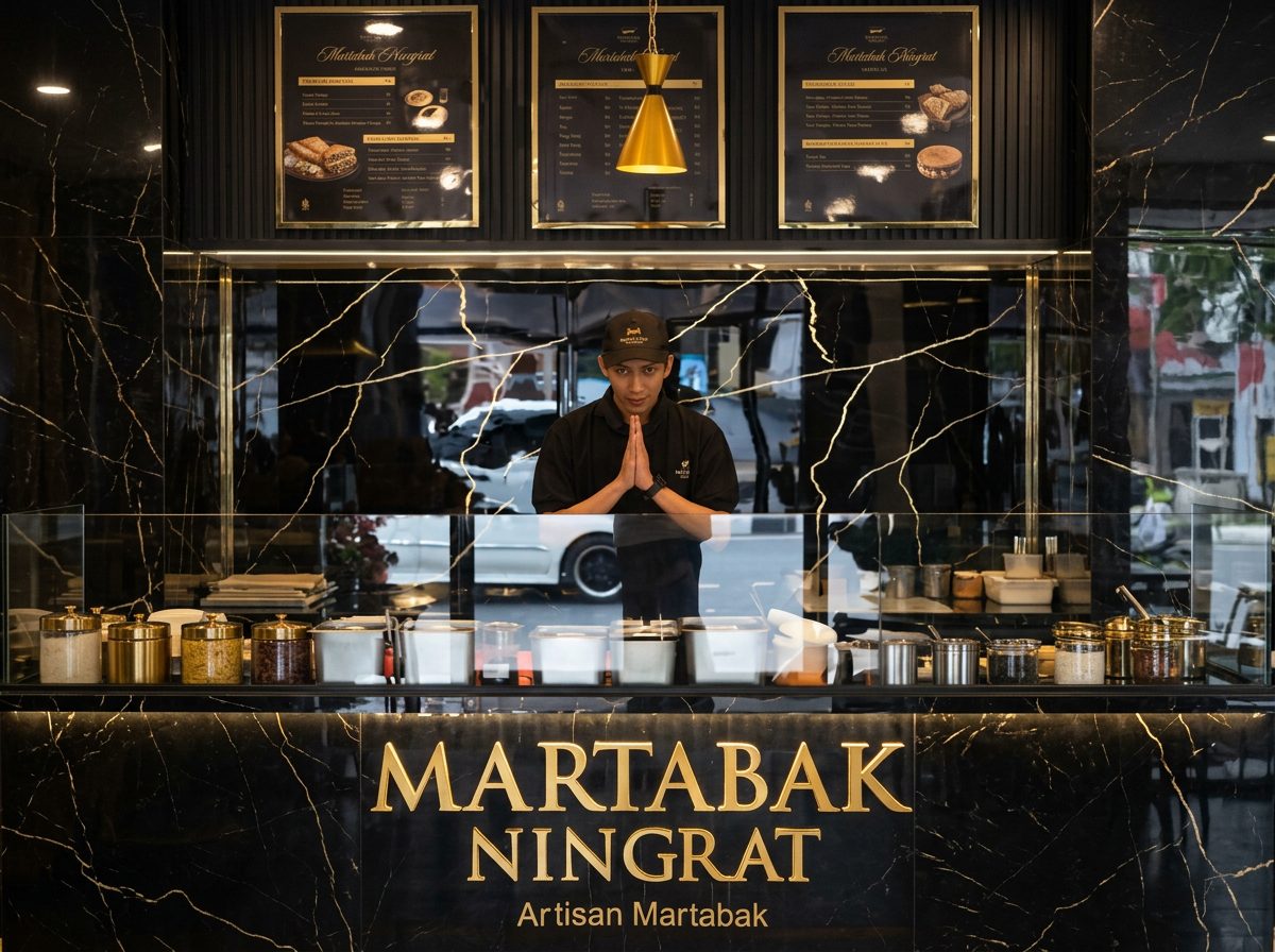Mitra Martabak Ningrat di depan outletnya